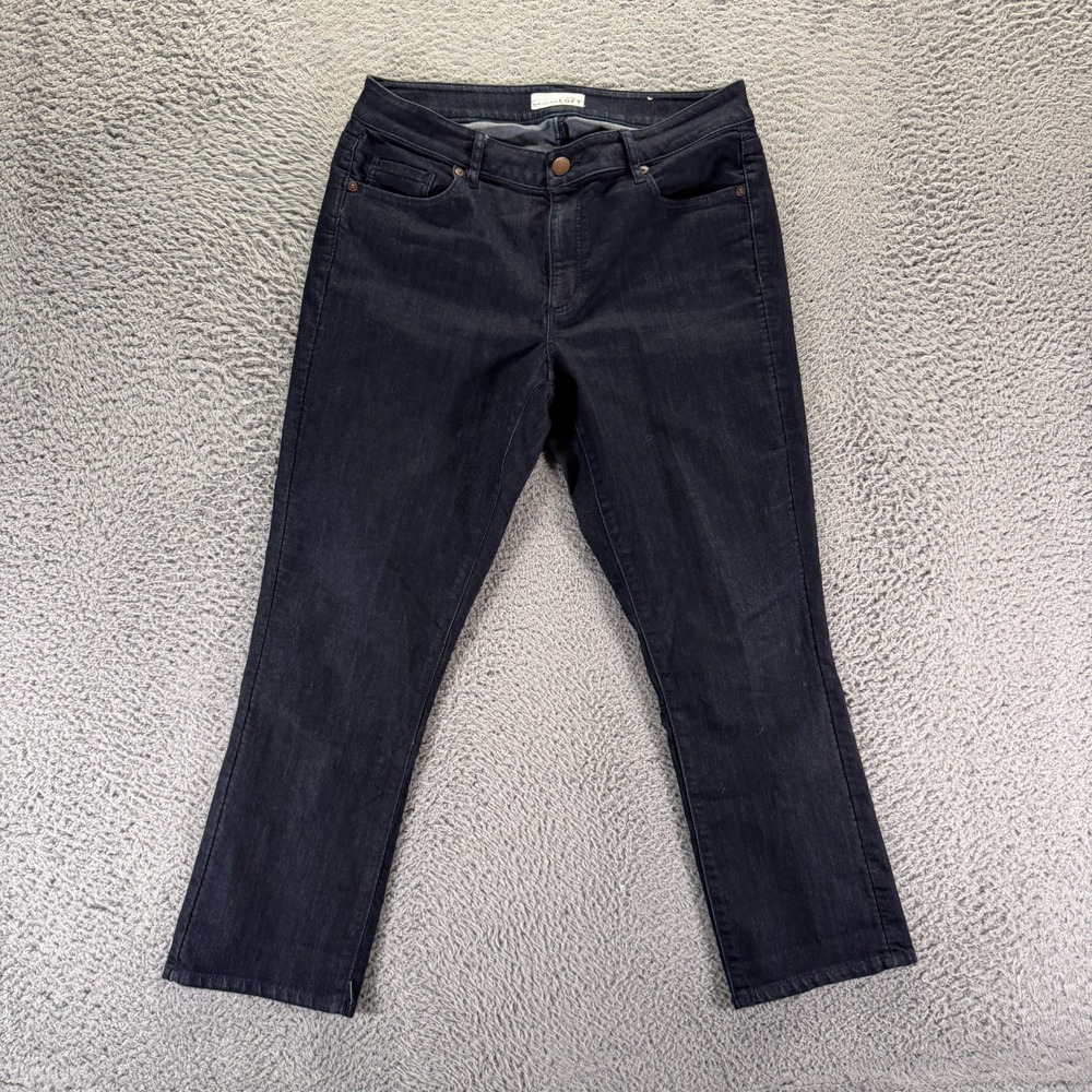 Ann Taylor by Loft Kick Jeans Womens 8 Blue Cotton Denim Cropped Curvy Stretch